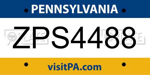 ZPS4488 Pennsylvania License Plate