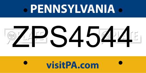 ZPS4544 Pennsylvania License Plate