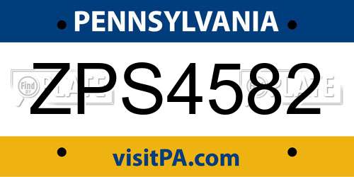 ZPS4582 Pennsylvania License Plate
