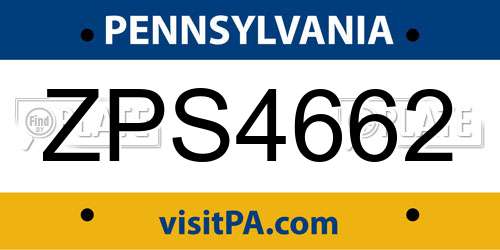 ZPS4662 Pennsylvania License Plate