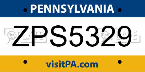 ZPS5329 Pennsylvania License Plate