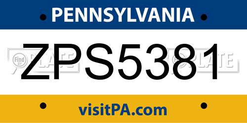 ZPS5381 Pennsylvania License Plate