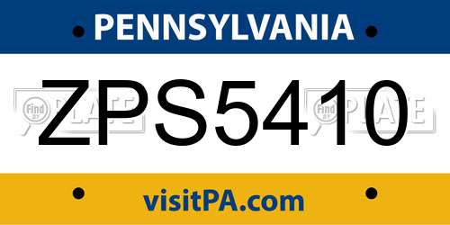 ZPS5410 Pennsylvania License Plate