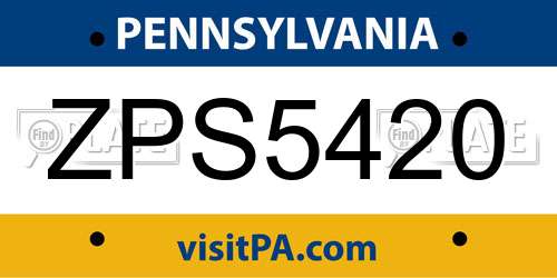 ZPS5420 Pennsylvania License Plate
