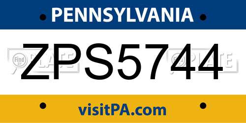 ZPS5744 Pennsylvania License Plate