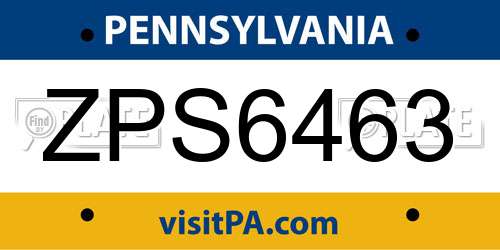 ZPS6463 Pennsylvania License Plate