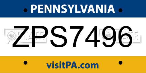 ZPS7496 Pennsylvania License Plate