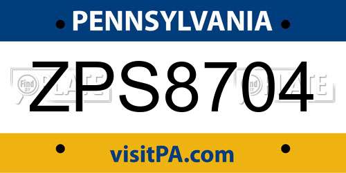 ZPS8704 Pennsylvania License Plate