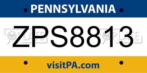 ZPS8813 Pennsylvania License Plate