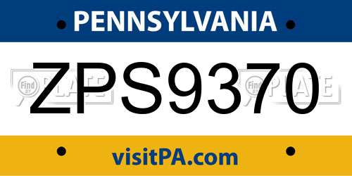 ZPS9370 Pennsylvania License Plate