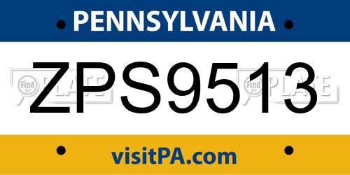 ZPS9513 Pennsylvania License Plate