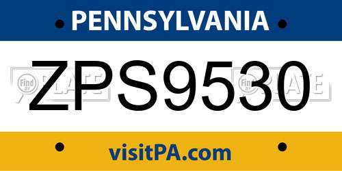 ZPS9530 Pennsylvania License Plate