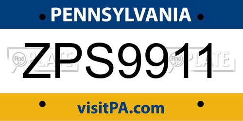 ZPS9911 Pennsylvania License Plate