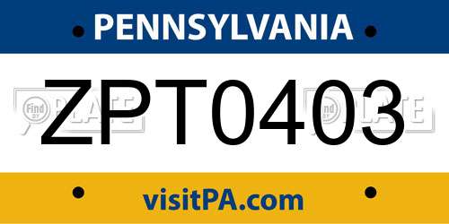 ZPT0403 Pennsylvania License Plate