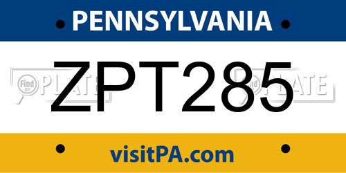 ZPT285 Pennsylvania License Plate