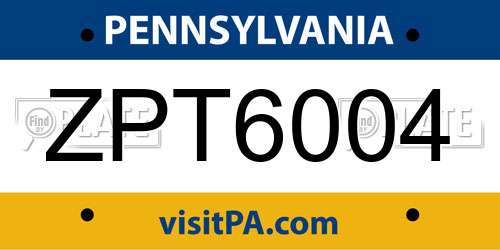 ZPT6004 Pennsylvania License Plate