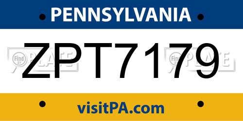 ZPT7179 Pennsylvania License Plate
