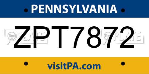 ZPT7872 Pennsylvania License Plate