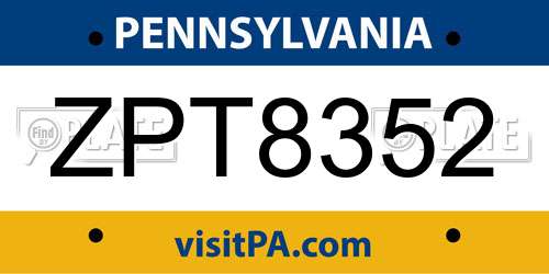 ZPT8352 Pennsylvania License Plate