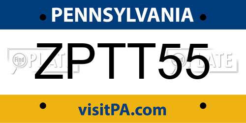 ZPTT55 Pennsylvania License Plate