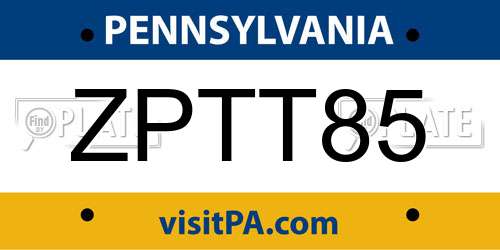 ZPTT85 Pennsylvania License Plate