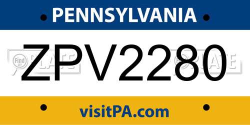 ZPV2280 Pennsylvania License Plate