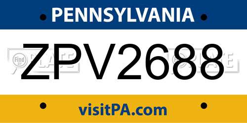 ZPV2688 Pennsylvania License Plate
