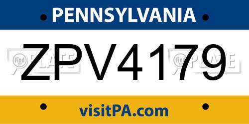 ZPV4179 Pennsylvania License Plate