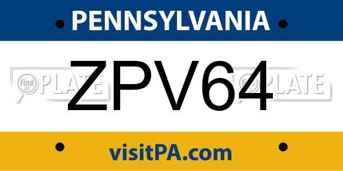 ZPV64 Pennsylvania License Plate