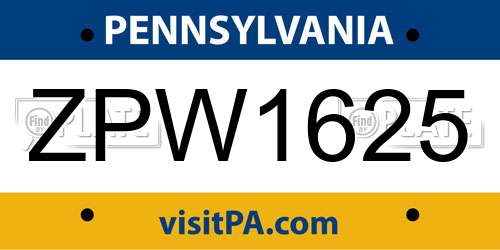 ZPW1625 Pennsylvania License Plate