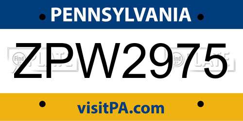 ZPW2975 Pennsylvania License Plate