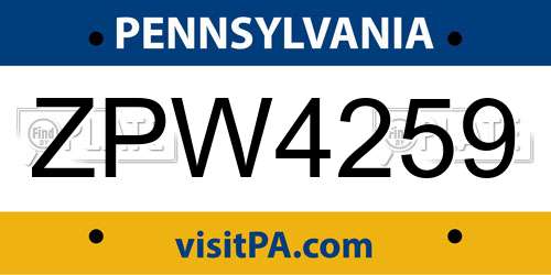 ZPW4259 Pennsylvania License Plate