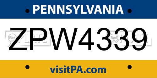 ZPW4339 Pennsylvania License Plate