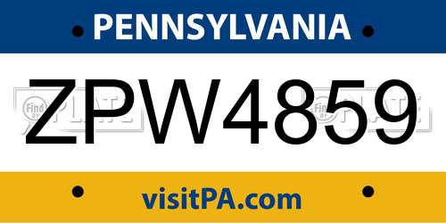 ZPW4859 Pennsylvania License Plate