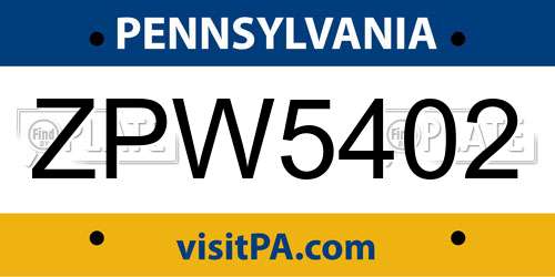 ZPW5402 Pennsylvania License Plate