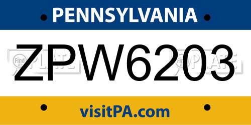 ZPW6203 Pennsylvania License Plate