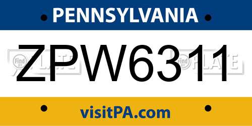 ZPW6311 Pennsylvania License Plate