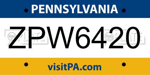 ZPW6420 Pennsylvania License Plate