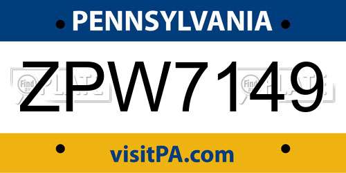 ZPW7149 Pennsylvania License Plate