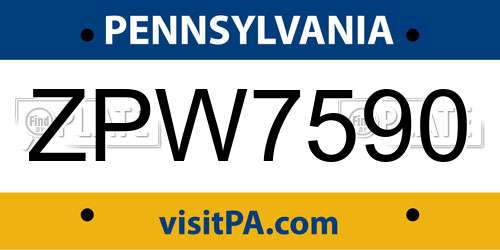 ZPW7590 Pennsylvania License Plate