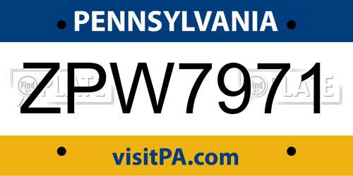 ZPW7971 Pennsylvania License Plate
