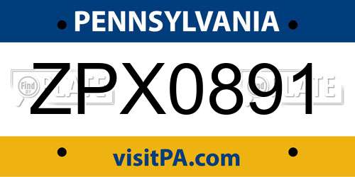ZPX0891 Pennsylvania License Plate