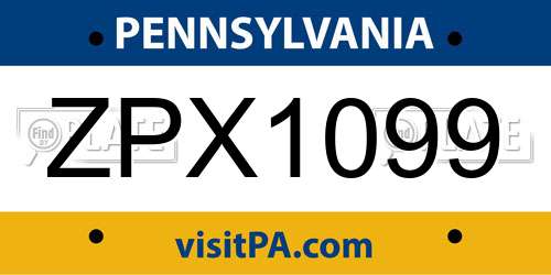 ZPX1099 Pennsylvania License Plate