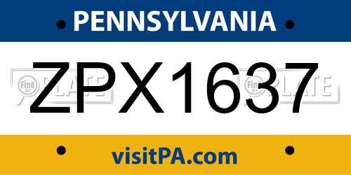 ZPX1637 Pennsylvania License Plate