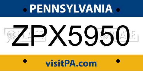 ZPX5950 Pennsylvania License Plate