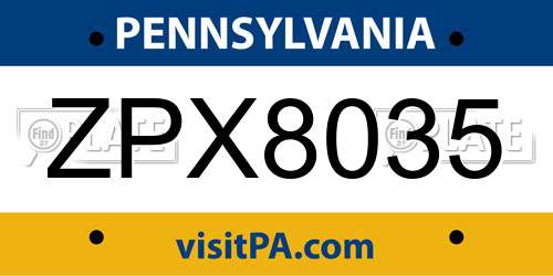 ZPX8035 Pennsylvania License Plate