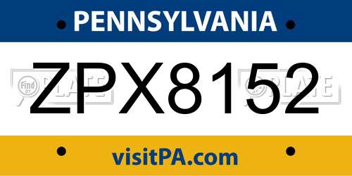 ZPX8152 Pennsylvania License Plate