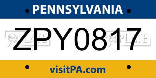 ZPY0817 Pennsylvania License Plate