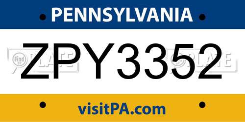 ZPY3352 Pennsylvania License Plate