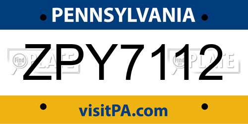 ZPY7112 Pennsylvania License Plate